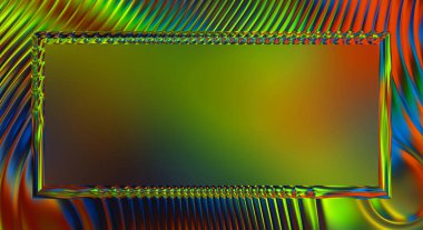 Soyut çerçeveli arkaplan. Renkli, canlı, dalgalı bir duvar kağıdı. Merkezi çerçeveli yaratıcı grafik 2d çizim. Dinamik şekilli modaya uygun sıvı örtüsü.