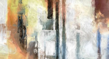 Soyut arkaplanda pürüzlü fırça darbeleri. Fırça boyası. Renkli boya darbeleri. Eşsiz duvar sanatı. Tuvaldeki modern sanat. Renkli çağdaş sanat eserleri. 