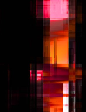 Renkli ve canlı geometrik şekiller katmanları var. Bir teknoloji planının dijital illüstrasyonu. Gelecekçi tasarım şablonu.