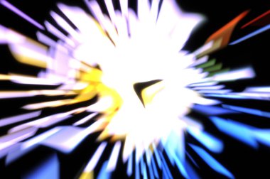 Işık parçacık izleri. Parlayan parçacıkları ve çizgileri olan ışık patlaması yıldızı. Güzel hareketli soyut ışın arkaplanı.