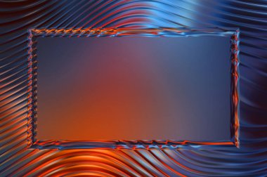 Soyut çerçeveli arkaplan. Renkli, canlı, dalgalı bir duvar kağıdı. Merkezi çerçeveli yaratıcı grafik 2d çizim. Dinamik şekilli modaya uygun sıvı örtüsü.