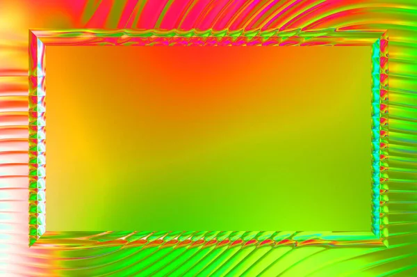 摘要框框背景 色彩艳丽的波浪形设计墙纸 具有中心框架的创造性图形2D说明 动态形状流动的趋势流体盖层 — 图库照片