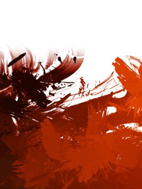 Taranmış Boyalı Soyut Arkaplan. Vahşi kaotik fırça darbeleri. Boya darbeleri. 2D İllüstrasyon. Fırça darbeli resim. 