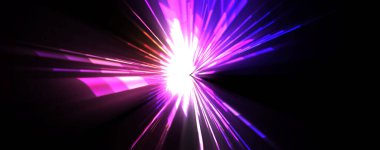 Fütürist mercek patlaması. Parlayan parçacıkları ve çizgileri olan ışık patlaması yıldızı. Güzel soyut ışın arkaplanı.