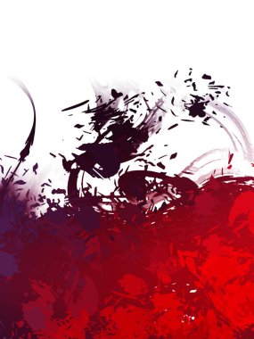 Taranmış Boyalı Soyut Arkaplan. Vahşi kaotik fırça darbeleri. Boya darbeleri. 2D İllüstrasyon. Fırça darbeli resim. 