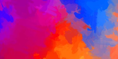 Renkli fırça darbelerinin soyut arkaplanı. Fırçalanmış canlı duvar kâğıdı. Resmedilmiş sanatsal bir eser. Eşsiz ve yaratıcı illüstrasyon. Fırça darbesi ile boyanmış. Duvar sanatı.