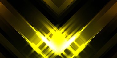 Soyut parlayan geometrik ışıklar arka planda. Fraktal simetrik grafik çizimi. Parıldayan ve parıldayan çubukları kesiştir.