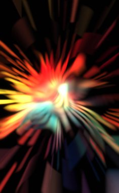 Işık parçacık izleri. Parlayan parçacıkları ve çizgileri olan ışık patlaması yıldızı. Güzel hareketli soyut ışın arkaplanı.