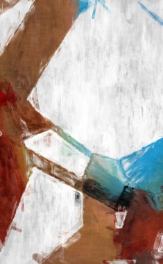 Soyut arkaplanda pürüzlü fırça darbeleri. Fırça boyası. Renkli boya darbeleri. Eşsiz duvar sanatı. Tuvaldeki modern sanat. Renkli çağdaş sanat eserleri. 