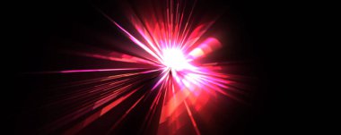 Fütürist mercek patlaması. Parlayan parçacıkları ve çizgileri olan ışık patlaması yıldızı. Güzel soyut ışın arkaplanı.