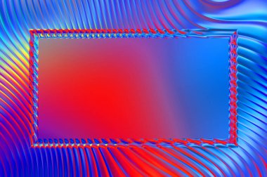 Soyut çerçeveli arkaplan. Renkli, canlı, dalgalı bir duvar kağıdı. Merkezi çerçeveli yaratıcı grafik 2d çizim. Dinamik şekilli modaya uygun sıvı örtüsü.