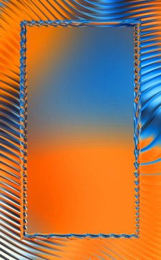 Soyut çerçeveli arkaplan. Renkli, canlı, dalgalı bir duvar kağıdı. Merkezi çerçeveli yaratıcı grafik 2d çizim. Dinamik şekilli modaya uygun sıvı örtüsü.