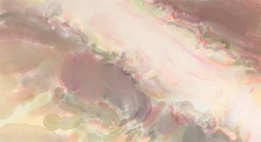 Pastel renklerde suluboya resim. Poster, duvar sanatı, afiş, kart, kitap kapağı ya da ambalaj için rahatlatıcı kompozisyonun yumuşak renkli çizimi. Modern fırça darbeleri resim.