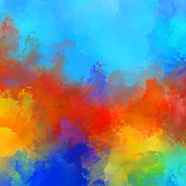 Canlı fırça darbeleriyle boyanmış. Renkli desenli resim. Fırçalanmış duvar kağıdını boya.