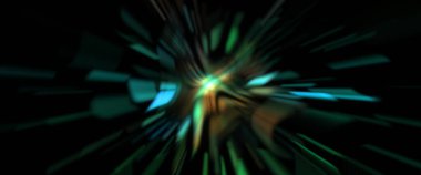 Işık parçacık izleri. Parlayan parçacıkları ve çizgileri olan ışık patlaması yıldızı. Güzel hareketli soyut ışın arkaplanı.