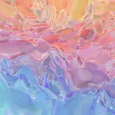 El yapımı sürreal soyut desenli suluboya. Modern sanatsal resim. 2D çizim. Arkaplan boyası karışımı. Yaratıcı duvar sanatı. Çağdaş sanat.