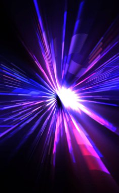 Fütürist mercek patlaması. Parlayan parçacıkları ve çizgileri olan ışık patlaması yıldızı. Güzel soyut ışın arkaplanı.