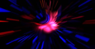 Işık parçacık izleri. Parlayan parçacıkları ve çizgileri olan ışık patlaması yıldızı. Güzel hareketli soyut ışın arkaplanı.