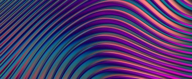 Soyut arkaplan. Renkli dalgalı yansıtıcı duvar kağıdı. Duvar kağıdı, afiş, arkaplan, kart, kitap kapağı veya web sitesi için grafiksel resimleme.