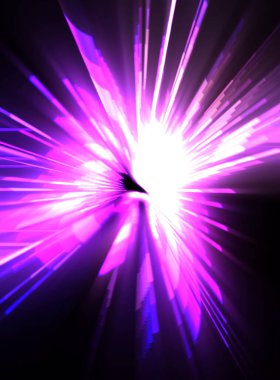 Fütürist mercek patlaması. Parlayan parçacıkları ve çizgileri olan ışık patlaması yıldızı. Güzel soyut ışın arkaplanı.