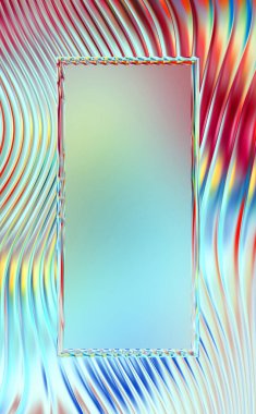 Soyut çerçeveli arkaplan. Renkli, canlı, dalgalı bir duvar kağıdı. Merkezi çerçeveli yaratıcı grafik 2d çizim. Dinamik şekilli modaya uygun sıvı örtüsü.