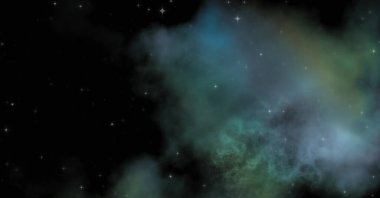 Galaksi uzayındaki yıldız alanı renkli nebula ile. Uzayın derinliklerinin bilim kurgu geçmişi. Ruhsal duvar kağıdı.