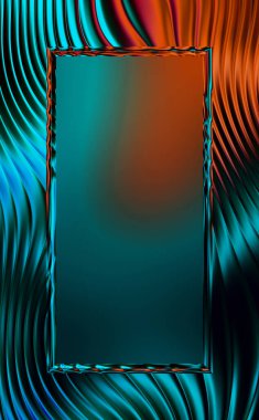 Soyut çerçeveli arkaplan. Renkli, canlı, dalgalı bir duvar kağıdı. Merkezi çerçeveli yaratıcı grafik 2d çizim. Dinamik şekilli modaya uygun sıvı örtüsü.