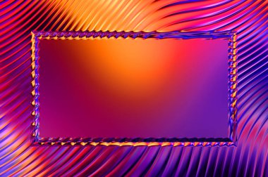 Soyut çerçeveli arkaplan. Renkli, canlı, dalgalı bir duvar kağıdı. Merkezi çerçeveli yaratıcı grafik 2d çizim. Dinamik şekilli modaya uygun sıvı örtüsü.