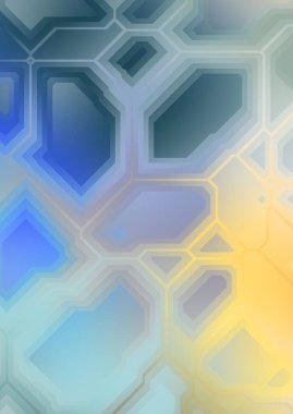 Renkli ve canlı geometrik şekiller katmanları var. Bir teknoloji planının dijital illüstrasyonu. Gelecekçi tasarım şablonu.