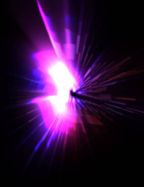 Fütürist mercek patlaması. Parlayan parçacıkları ve çizgileri olan ışık patlaması yıldızı. Güzel soyut ışın arkaplanı.