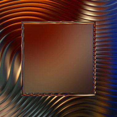 Soyut çerçeveli arkaplan. Renkli, canlı, dalgalı bir duvar kağıdı. Merkezi çerçeveli yaratıcı grafik 2d çizim. Dinamik şekilli modaya uygun sıvı örtüsü.