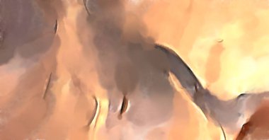 Soyut arkaplanda pürüzlü fırça darbeleri. Fırça boyası. Renkli boya darbeleri. Eşsiz duvar sanatı. Tuvaldeki modern sanat. Renkli çağdaş sanat eserleri. 