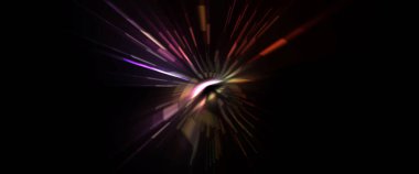 Fütürist mercek patlaması. Parlayan parçacıkları ve çizgileri olan ışık patlaması yıldızı. Güzel soyut ışın arkaplanı.