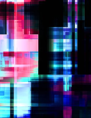 Renkli ve canlı geometrik şekiller katmanları var. Bir teknoloji planının dijital illüstrasyonu. Gelecekçi tasarım şablonu.