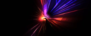 Fütürist mercek patlaması. Parlayan parçacıkları ve çizgileri olan ışık patlaması yıldızı. Güzel soyut ışın arkaplanı.