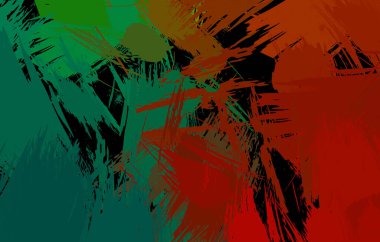 Vahşi fırça darbeleriyle yaratıcı soyut resim. Artistik fırça darbeleriyle donatılmış. Renkli ve canlı bir tasvir. Boyalı sanat.