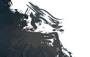 Duvar sanatı Eşsiz ve yaratıcı illüstrasyon. Fırça darbesi ile boyanmış. Renkli fırça darbelerinin soyut arkaplanı. Fırçalanmış canlı duvar kâğıdı. Boyalı sanatsal yaratım.