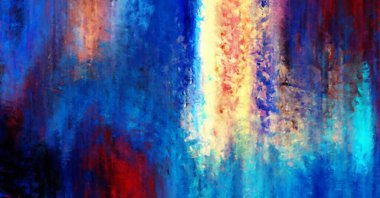 Modern sanat. Renkli çağdaş sanat eserleri. Renkli boya darbeleri. Soyut arkaplanda fırça darbeleri. Fırça boyası. Eşsiz duvar sanatı.