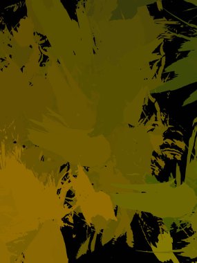 Vahşi fırça darbeleriyle yaratıcı soyut resim. Artistik fırça darbeleriyle donatılmış. Renkli ve canlı bir tasvir. Boyalı sanat.