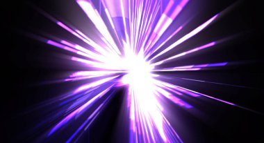 Fütürist mercek patlaması. Parlayan parçacıkları ve çizgileri olan ışık patlaması yıldızı. Güzel soyut ışın arkaplanı.