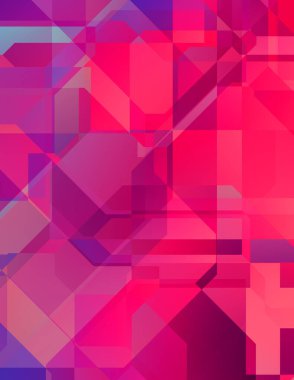 Renkli ve canlı geometrik şekiller katmanları var. Bir teknoloji planının dijital illüstrasyonu. Gelecekçi tasarım şablonu.