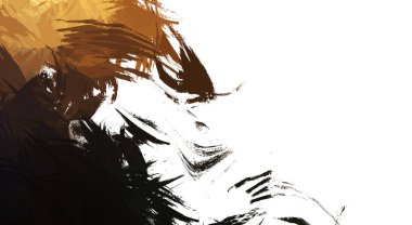 Taranmış Boyalı Soyut Arkaplan. Vahşi kaotik fırça darbeleri. Boya darbeleri. 2D İllüstrasyon. Fırça darbeli resim. 