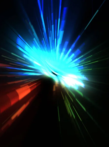 Une Fusée Éclairante Futuriste Étoile Explosion Lumineuse Avec Des Particules — Photo