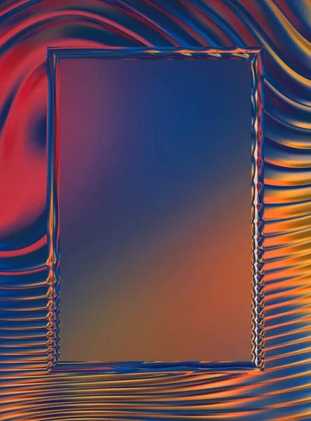 Soyut çerçeveli arkaplan. Renkli, canlı, dalgalı bir duvar kağıdı. Merkezi çerçeveli yaratıcı grafik 2d çizim. Dinamik şekilli modaya uygun sıvı örtüsü.