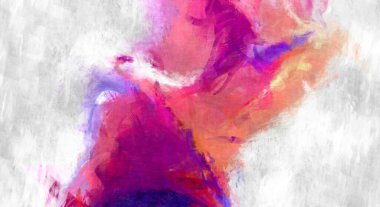 Soyut arkaplanda pürüzlü fırça darbeleri. Fırça boyası. Renkli boya darbeleri. Eşsiz duvar sanatı. Tuvaldeki modern sanat. Renkli çağdaş sanat eserleri. 
