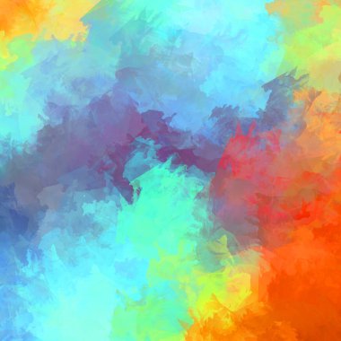 Duvar sanatı Eşsiz ve yaratıcı illüstrasyon. Fırça darbesi ile boyanmış. Renkli fırça darbelerinin soyut arkaplanı. Fırçalanmış canlı duvar kâğıdı. Boyalı sanatsal yaratım.