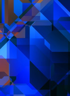 Renkli ve canlı geometrik şekiller katmanları var. Bir teknoloji planının dijital illüstrasyonu. Gelecekçi tasarım şablonu.