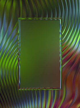 Soyut çerçeveli arkaplan. Renkli, canlı, dalgalı bir duvar kağıdı. Merkezi çerçeveli yaratıcı grafik 2d çizim. Dinamik şekilli modaya uygun sıvı örtüsü.