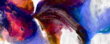 Soyut arkaplanda pürüzlü fırça darbeleri. Fırça boyası. Renkli boya darbeleri. Eşsiz duvar sanatı. Tuvaldeki modern sanat. Renkli çağdaş sanat eserleri. 