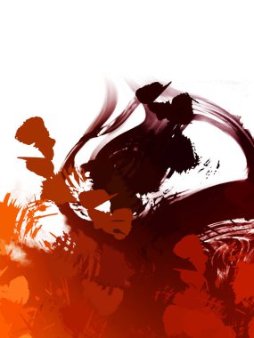 Taranmış Boyalı Soyut Arkaplan. Vahşi kaotik fırça darbeleri. Boya darbeleri. 2D İllüstrasyon. Fırça darbeli resim. 